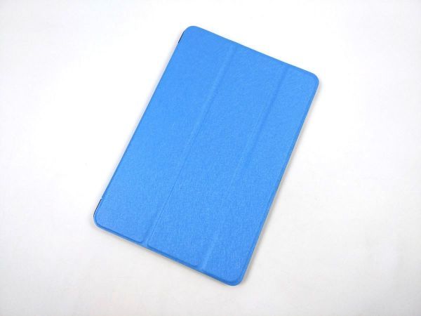 iPad mini 5用 カバー PUレザー+ハードケース 三つ折り スタンド ライトブルー_画像1