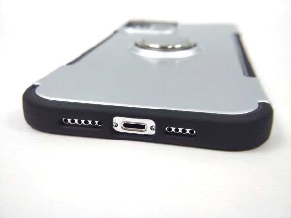 iPhone 13 Pro Max用ケース 落下防止リング付き スタンド ソフトカバー ストラップ対応 シルバー_画像4