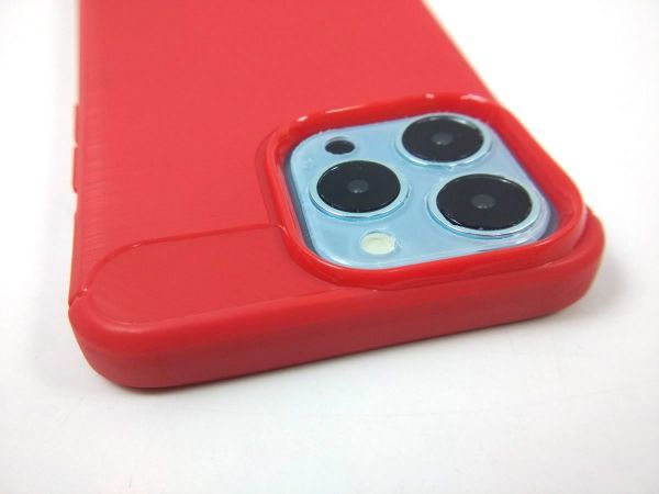 iPhone 13 Pro用 ソフトケース カバー カーボン柄 レッド_画像6