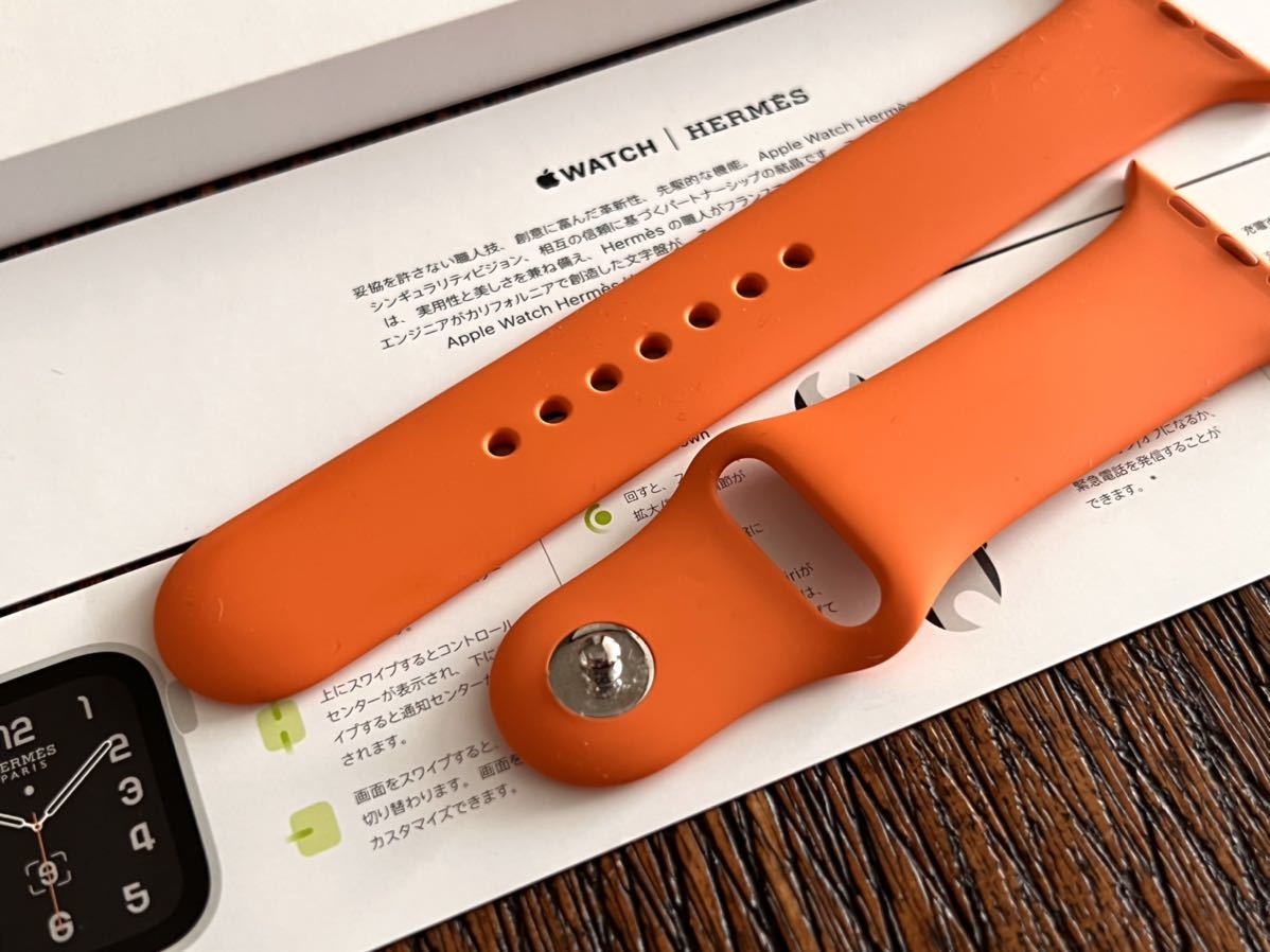 ★ 美品 即決 ★ アップルウォッチ エルメス 正規品 Apple Watch HERMES 限定 オレンジ スポーツバンド 42mm 44mm  45mm M/L ①