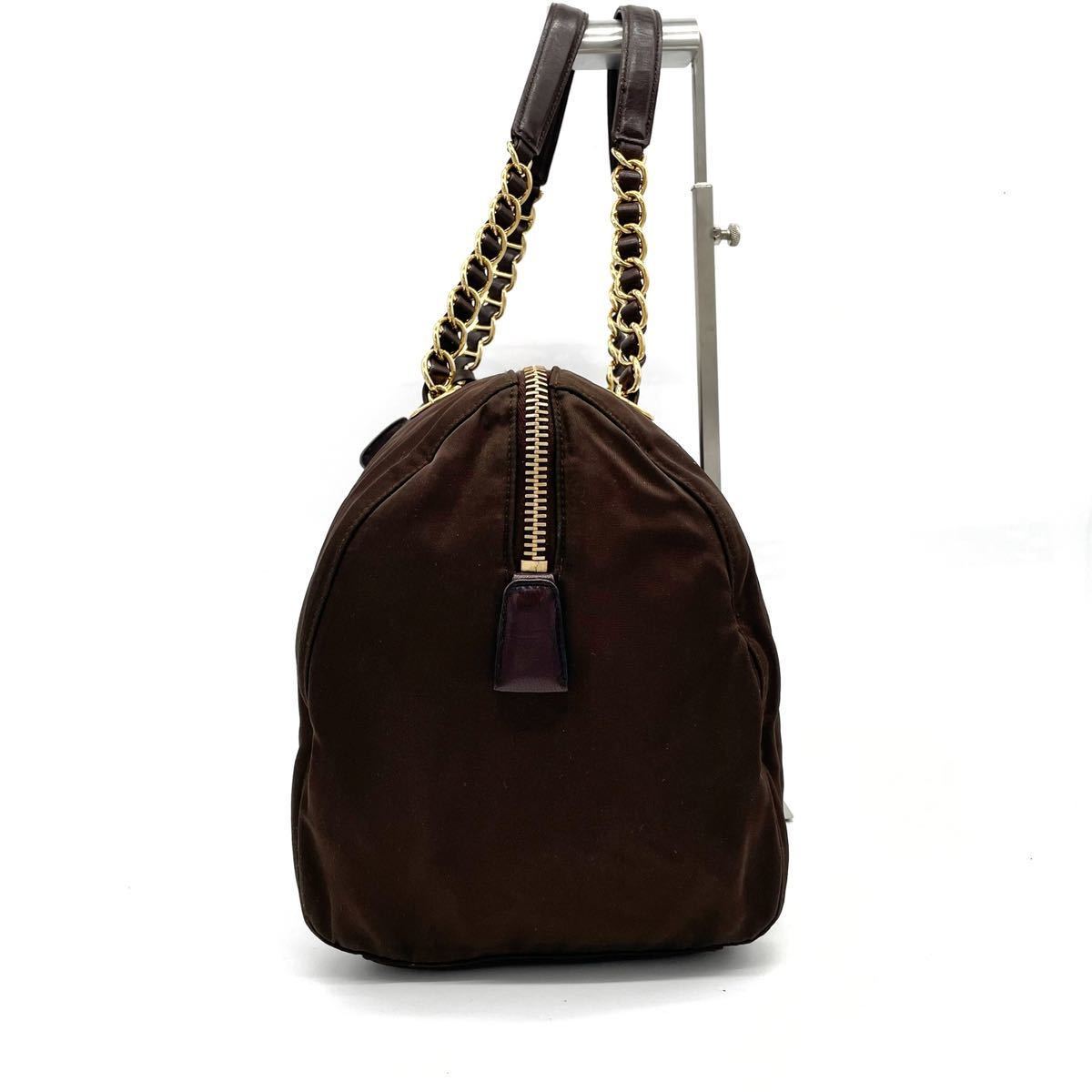 保管品 PRADA プラダ チェーンショルダー ハンドバッグ トート 三角