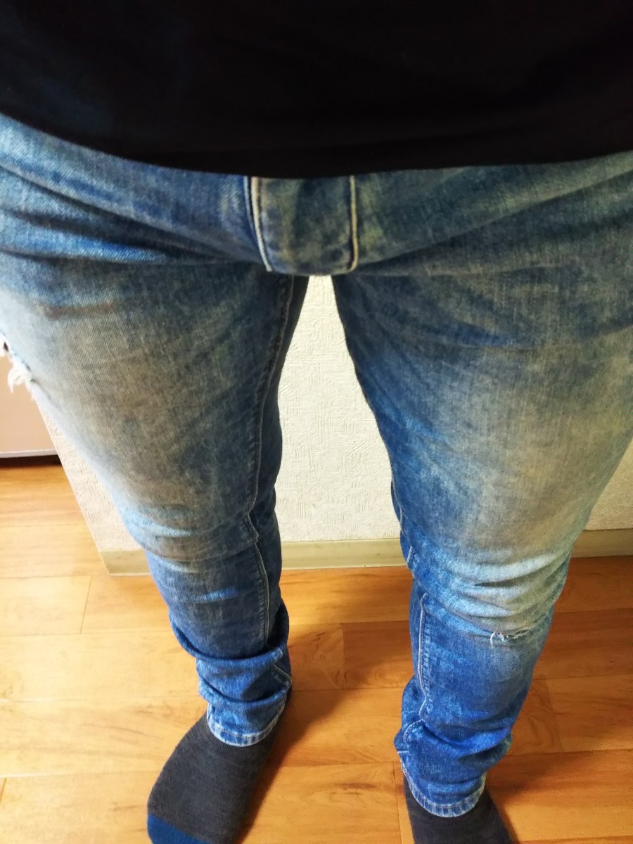 Bershka crash stretch slim earth color chemical wash denim jeans