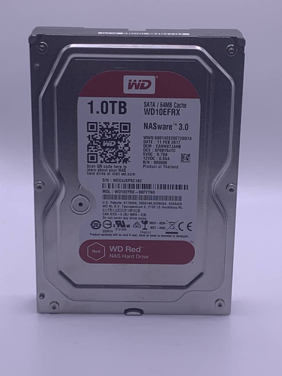 WD RED(NAS）用　1TB HDD 　ＷＤ10EFRX 3.5インチ SATA シリアルナンバー WCC4J5PSC192_画像1