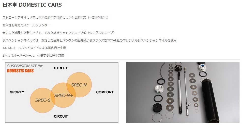 SPIRIT スピリット 車高調 SPEC-N+ ランサーエボリューション4 CN9A サスペンションキット サスキット_画像2