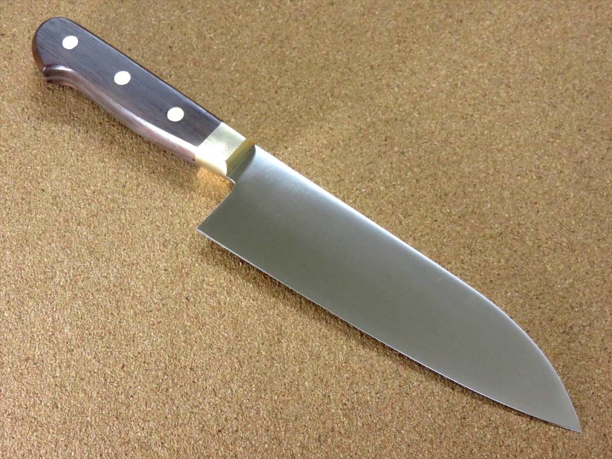 関の刃物 三徳包丁 17cm (170mm) Proline 8Aステンレス鋼 真鍮口金付き 家庭用 魚の処理 肉切り 両刃万能包丁 文化包丁 日本製 在庫処分品_画像2