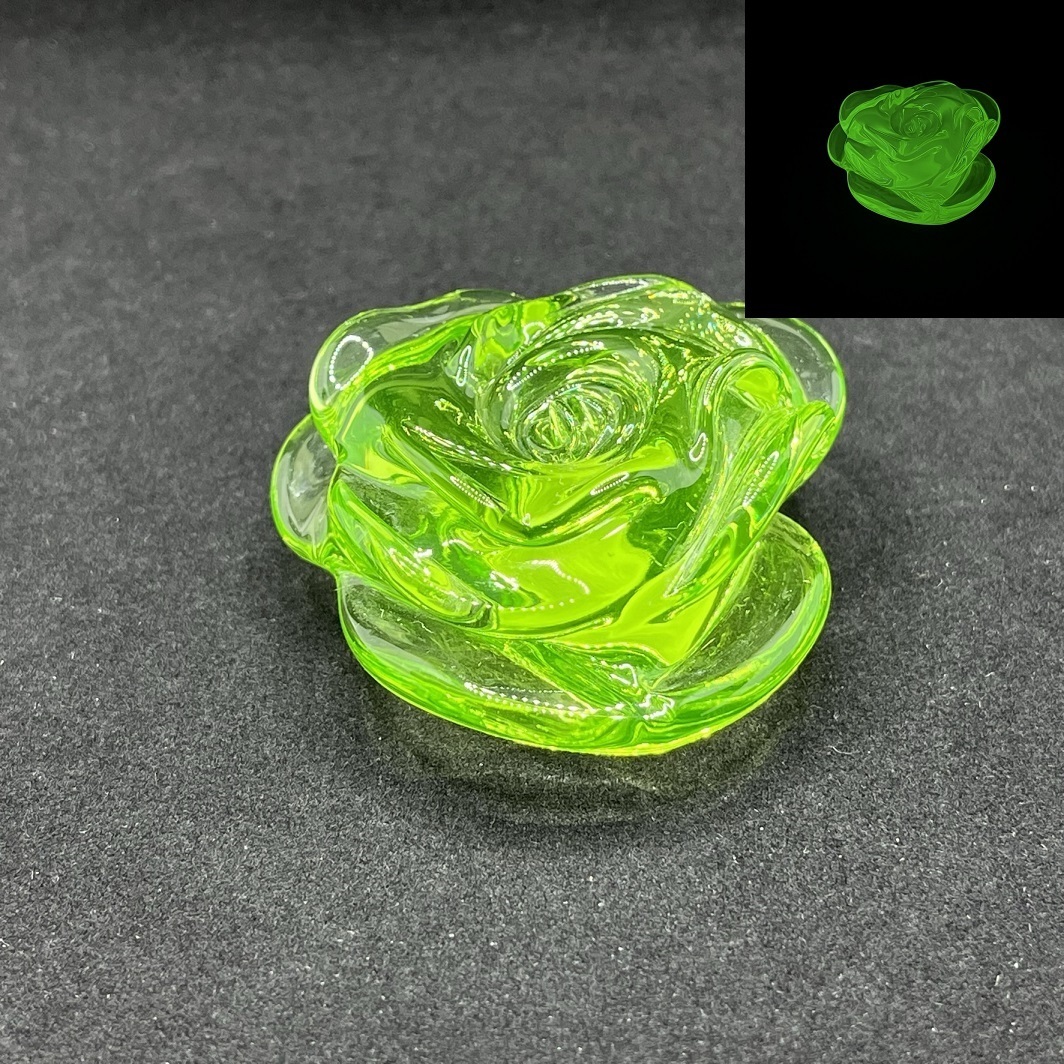 完成品 ウランガラス ペーパーウェイト バラ ハンドメイド D ペーパー