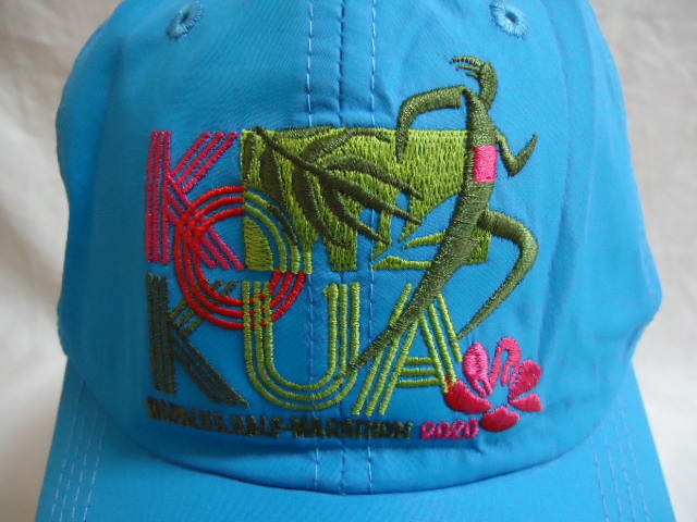 即決　ハワイ　ハパルア　ハーフ　マラソン　2020'　帽子　美品　水色　JAL　ハワイアン航空　佐藤製薬_画像2