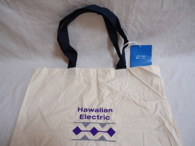 即決　ハワイ　Hawaiian Electric　ハワイ電力　トートバッグ　ベージュ色　39×38センチ　新品　未使用品　コットン素材 _画像3