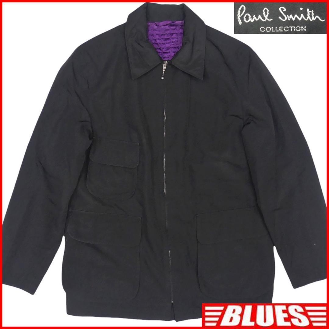 即決☆Paul smith☆メンズM ジャケット ポールスミス 黒 紫 ブルゾン