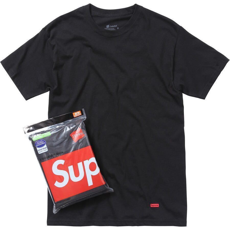 【新品未使用】 SUPREME シュプリーム ヘインズ Hanes TAGLESS TEE Tシャツ カットソー 半袖 BLACK ブラック 黒 M 新品未使用_画像1