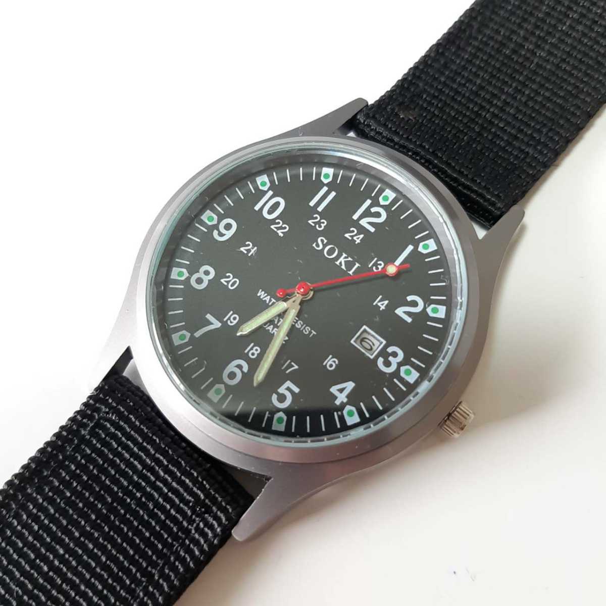  new goods unused wristwatch clock analogue calendar casual black 10