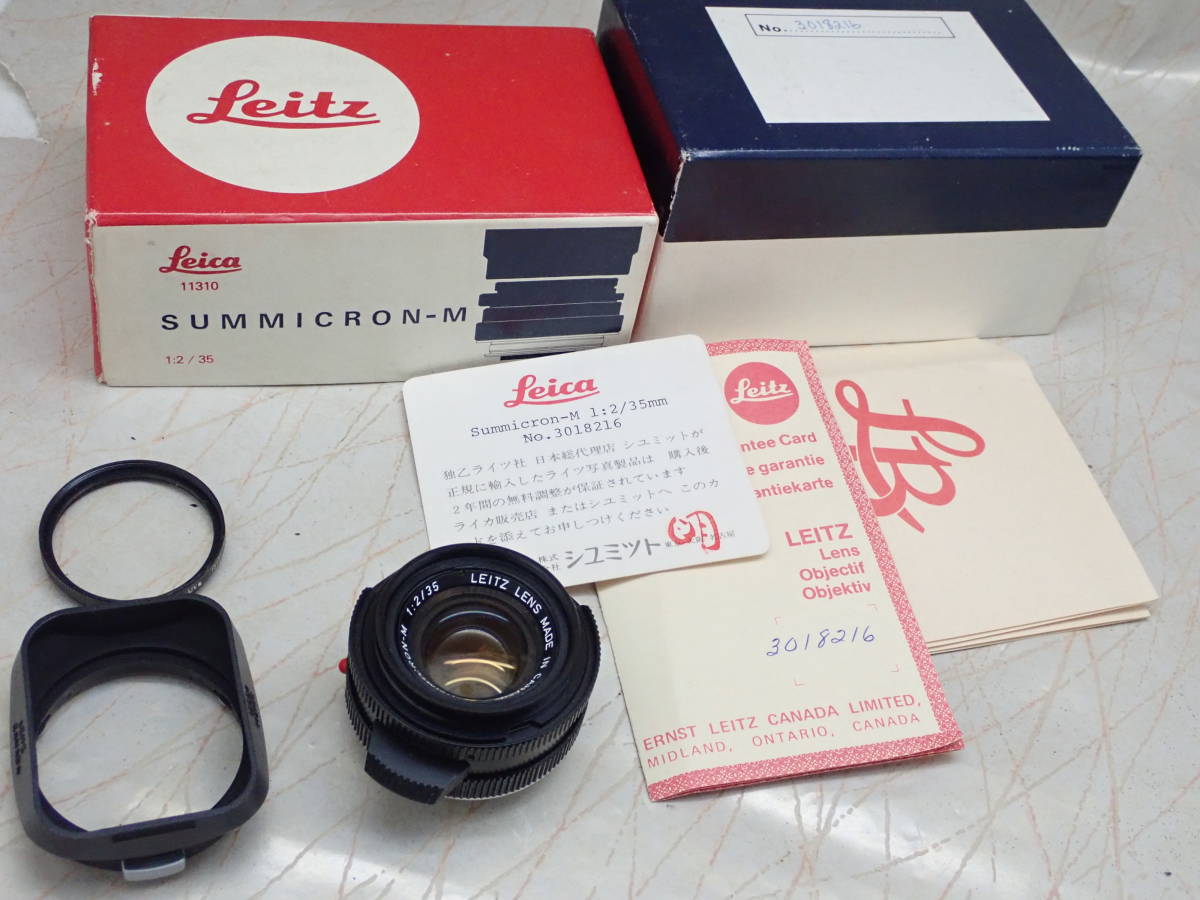 極 美品 LEITZ SUMMICRON-M 1:2/35 MADE IN CANADA ライカ 　フード箱付きレンズ 