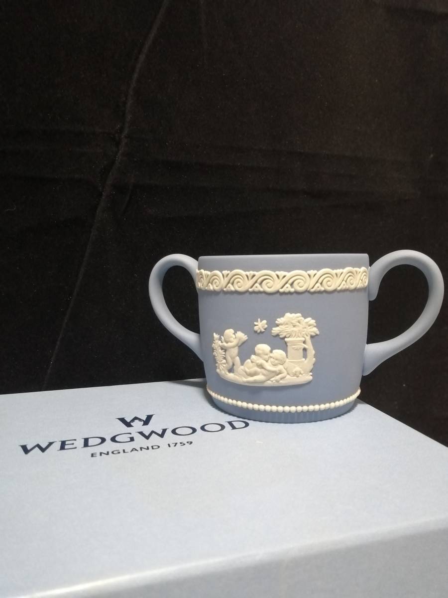 未使用◇自宅保管 ウェッジウッド ジャスパー ロイヤルバース 両手マグカップ/スープ WEDGWOOD THE ROYAL BIRTH ※箱に手書き書き込みあり