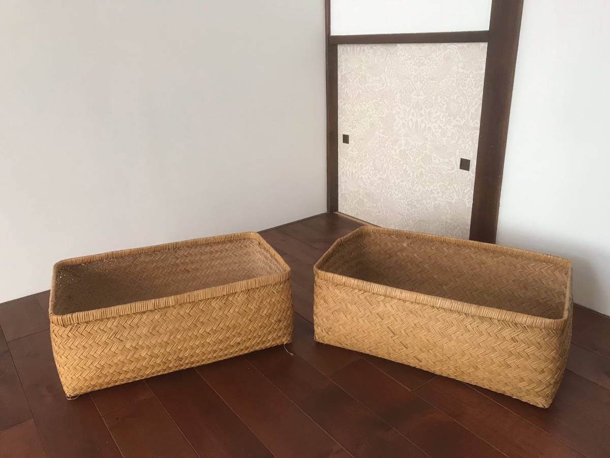 行李 こうり 籠 80年物 竹籠 昭和初期 収納 衣装箱 小物入れ 古民具