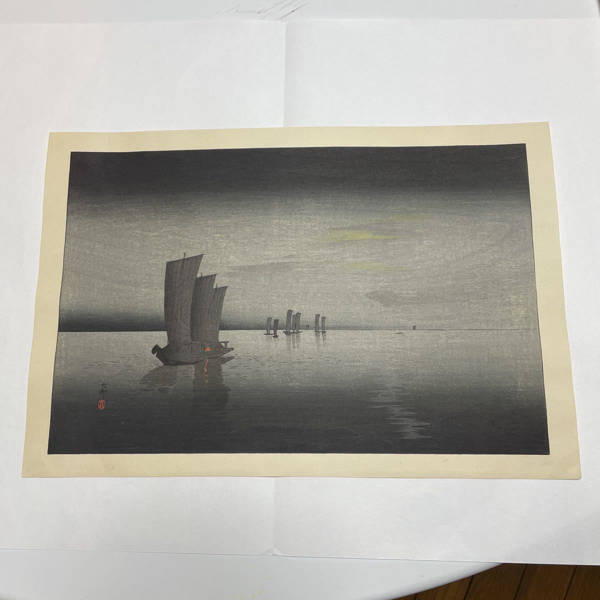 即決！真作 小原古邨 木版画 海舟 (検索＝川瀬巴水 土屋光逸 笠松紫浪 雪岱 吉田博 高橋松亭 渡辺省亭 鈴木華邨 小原祥邨 新版画 木島桜谷)