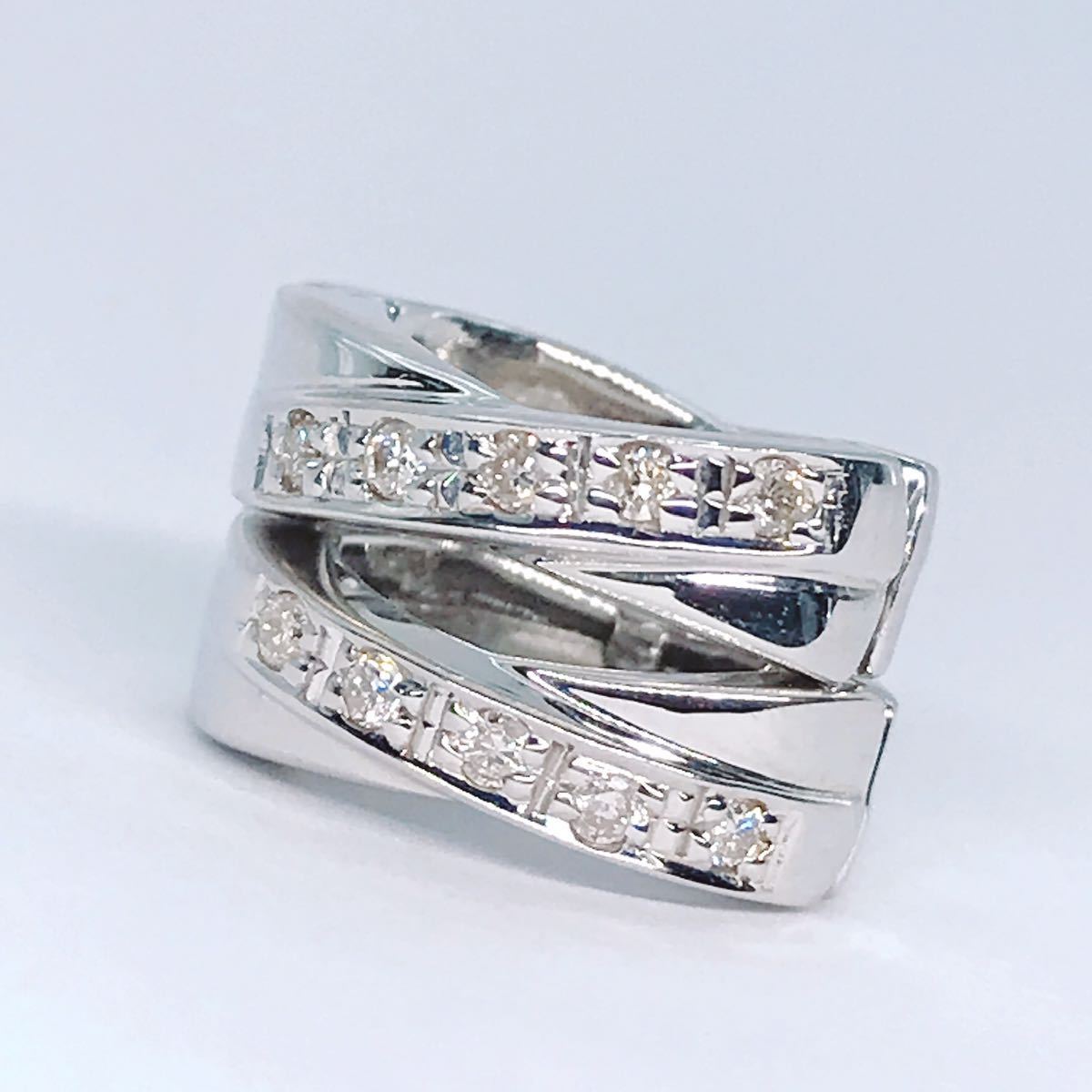 0.10ct ダイヤモンド ピアリング K18 0.05ct×2 エタニティ イヤーカフ