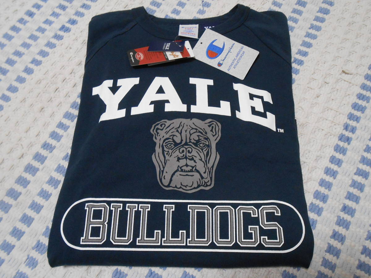 新品！YALE　３段ブルドッグ　USA製！チャンピオン　ヘビーウエイト　T1011　ロングTシャツ　ネイビー　L　C5-U406　リバース　アメリカ製 _画像1