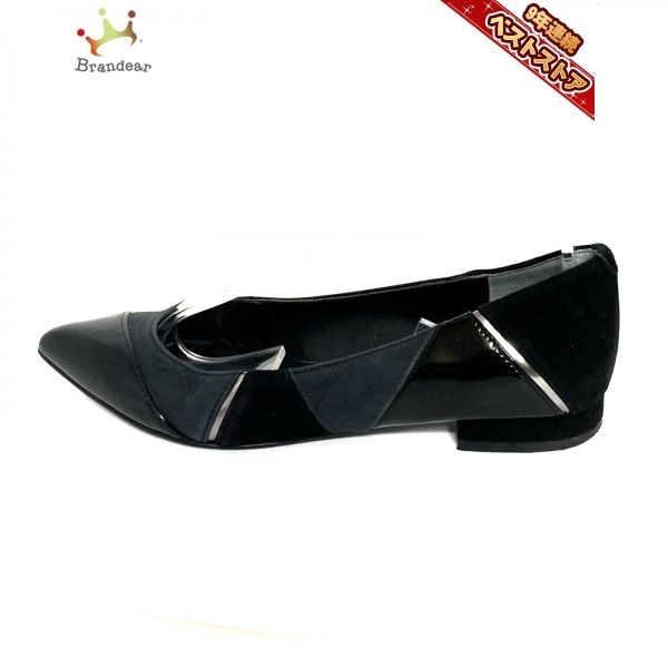 ダイアナ DIANA 2022公式店舗 フラットシューズ 22 - レザー×エナメル 限定モデル 靴 黒 レディース レザー ×スエード