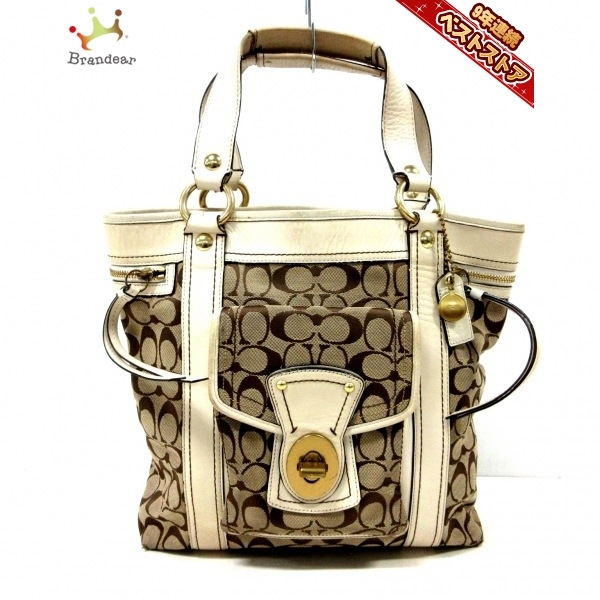 えみCOACH コーチ 10640シグネチャー ターンロック ハンドバッグ Yahoo!オークション - コーチ COACH トートバッグ 10640
