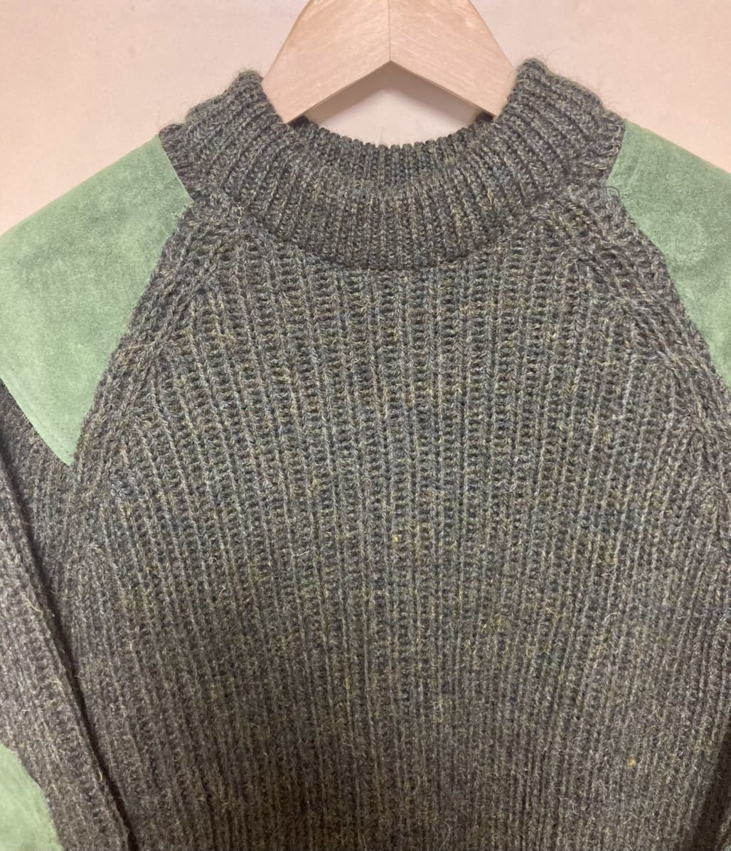 【HIGHLAND2000】made in ENGLAND ニットセーター Mサイズ wool 英国製 ハイランド エルボーパッチ sweater _画像2