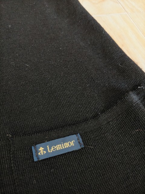  condition excellent France made Leminor Le Minor wool long knitted cardigan black size-0(S degree ) * gown 