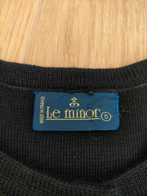  condition excellent France made Leminor Le Minor wool long knitted cardigan black size-0(S degree ) * gown 