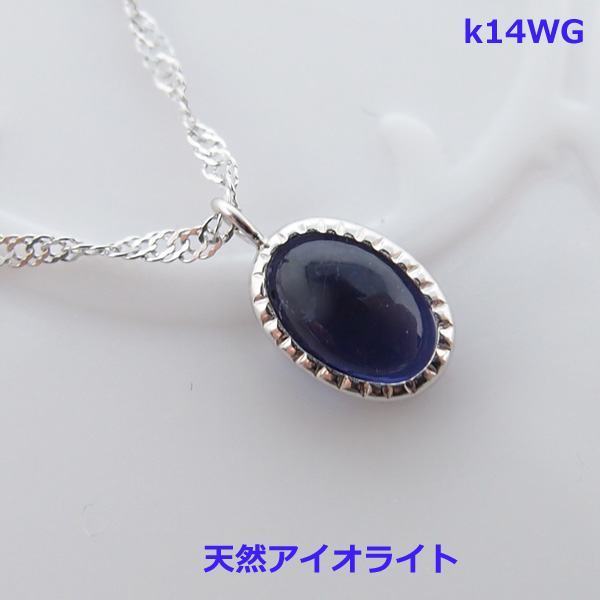 【送料無料】K14WG天然アイオライトネックレス　■716707-505_画像1