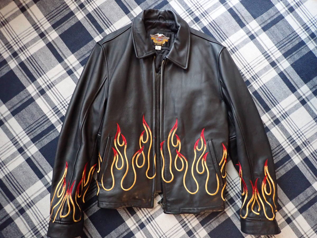 HARLEY DAVIDSON ハーレーダビッドソン 牛革ライダースジャケット(Fire