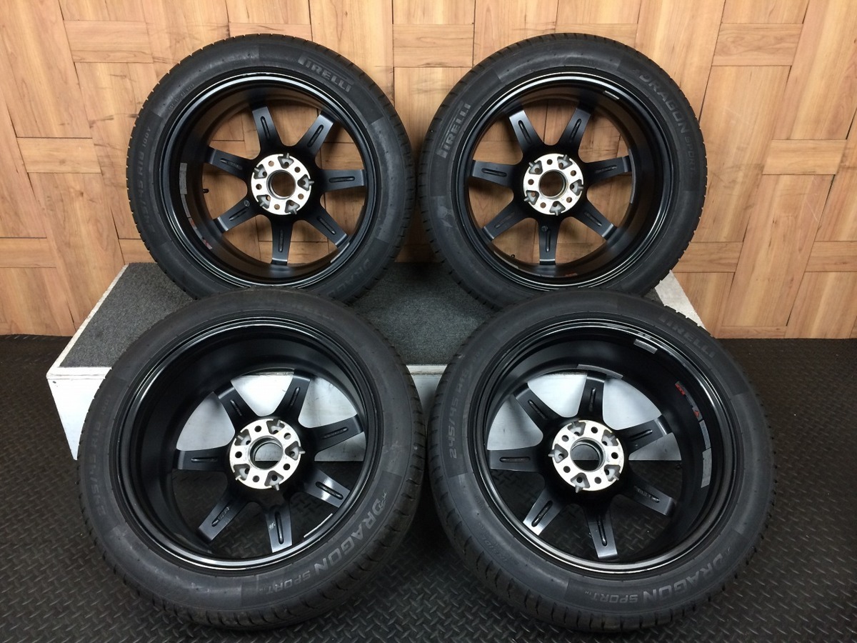 WORK EMOTION T7R 18インチ 8.5J +30 PCD112 5H PIRELLI 245/45R18 タイヤ付き4本セット 中古 引取り可能