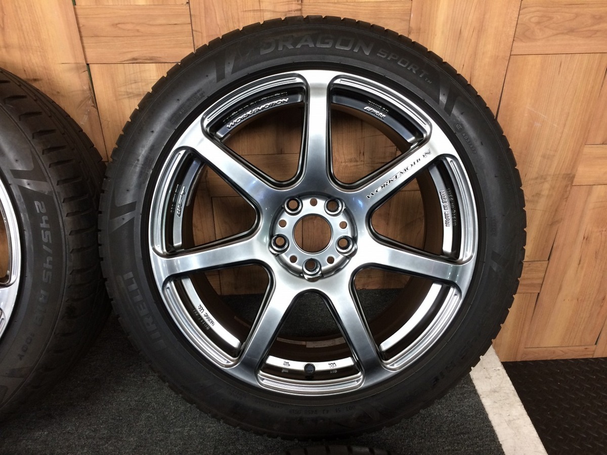 WORK EMOTION T7R 18インチ 8.5J +30 PCD112 5H PIRELLI 245/45R18 タイヤ付き4本セット 中古 引取り可能