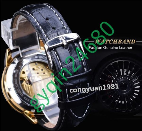 A004:メンズ高級腕時計 43mm 機械式 自動巻き トゥールビヨン サン&ムーン表示 本革ベルト 紳士ウォッチ カジュアル G_画像6