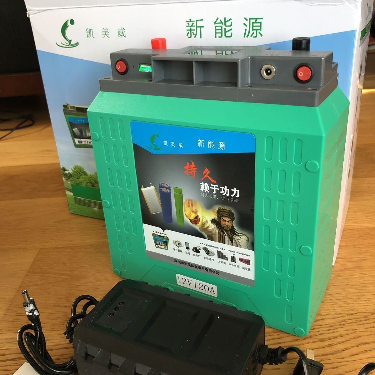 12V120A ディープサイクル リチウム バッテリー 日本発送 新品未使用 充電器セット 送料無料 バッテリー エレキモーター 魚探 