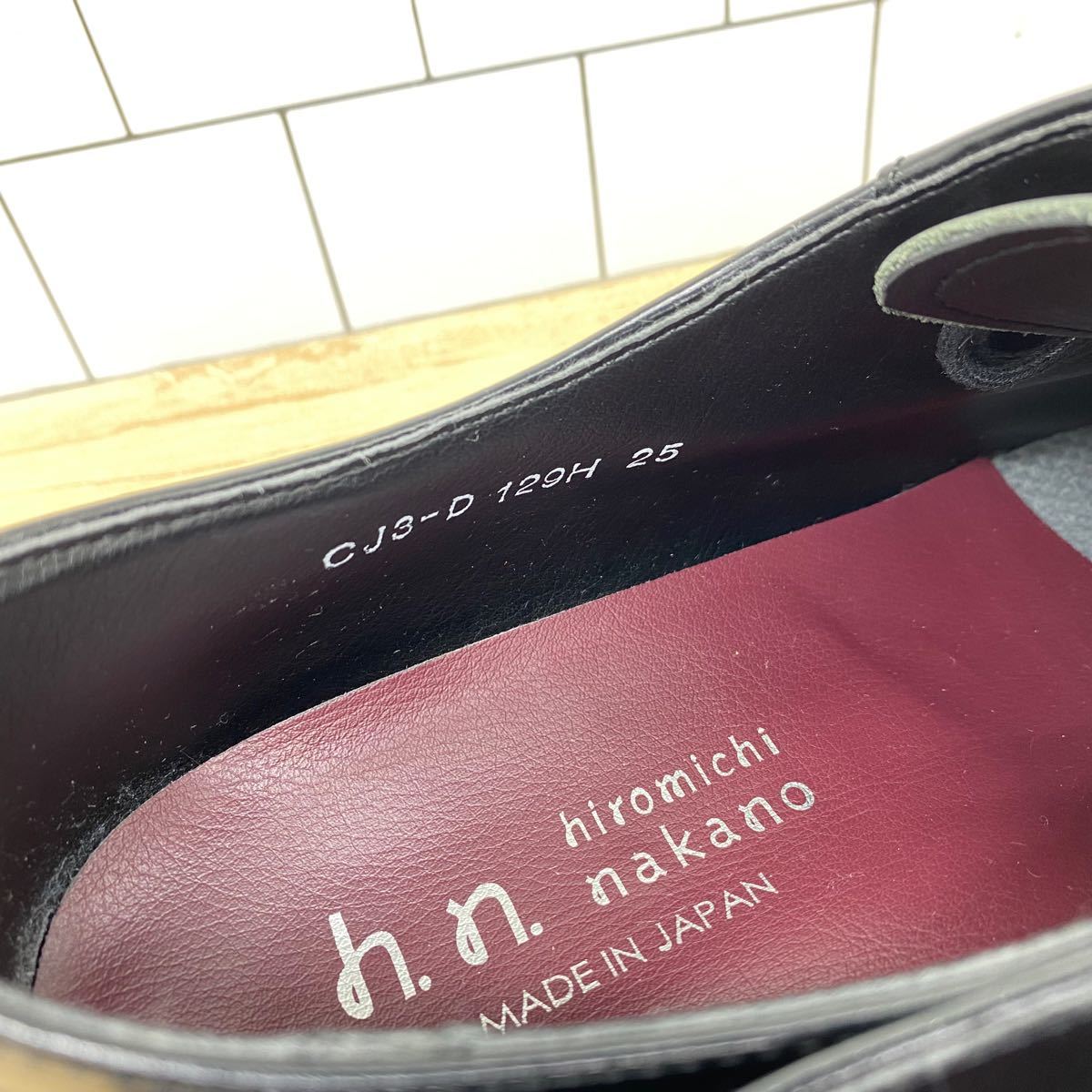 ヒロミチナカノ　メンズ革靴25.0cm　ビジネス　黒ブラック　Vチップシューズ
