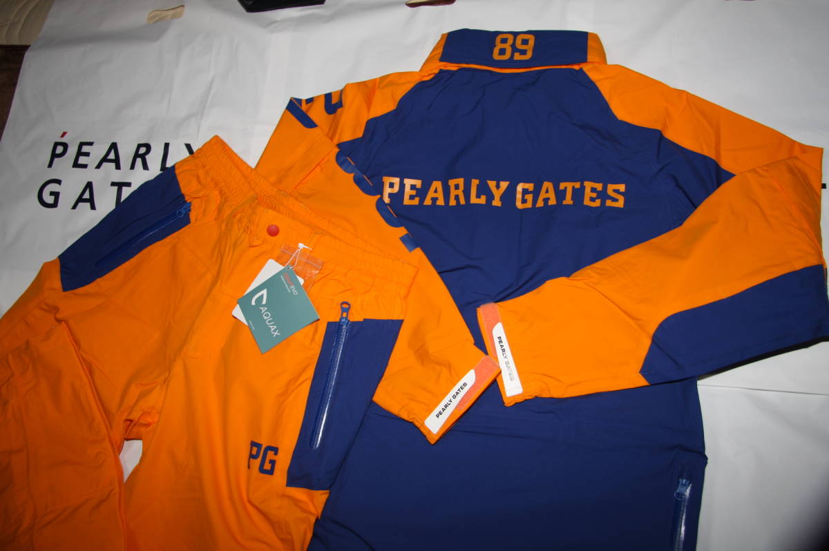 ★正規品★パーリーゲイツ PEARLY GATES★大人気 CRAFTEVO 高機能素材レインウェア 上下セット★防水★防寒★オレンジ＆ネイビー★４（M)_画像2