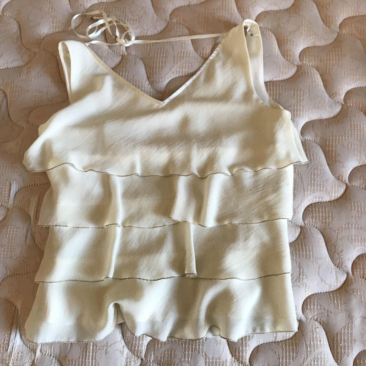 ROPE Rope frill blouse no sleeve ivory M size free shipping 