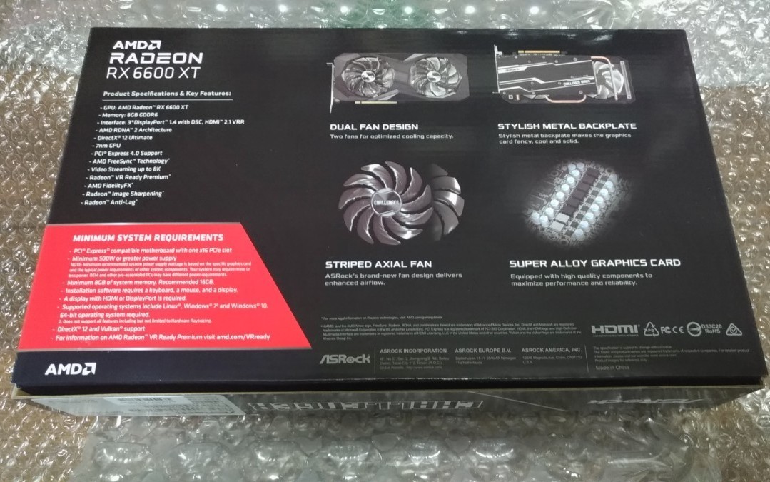 ASRock PCI Express 4.0対応 Radeon RX 6600 XT Challenger D 8G OC V2