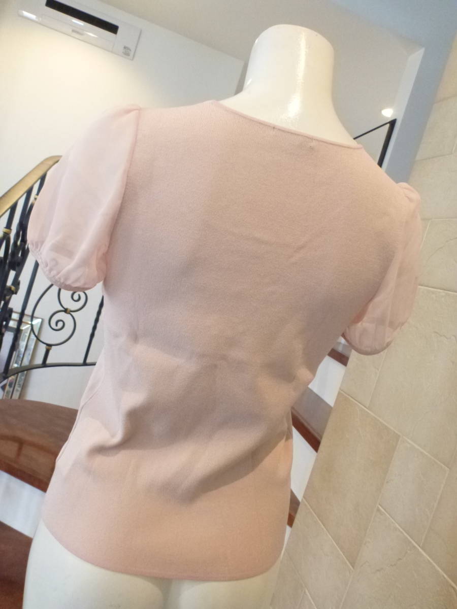2.5万 美品　TO BE CHIC　トゥービーシック ★ピンク　フリル　ビーズ　半袖　セーター 　2　M_画像6