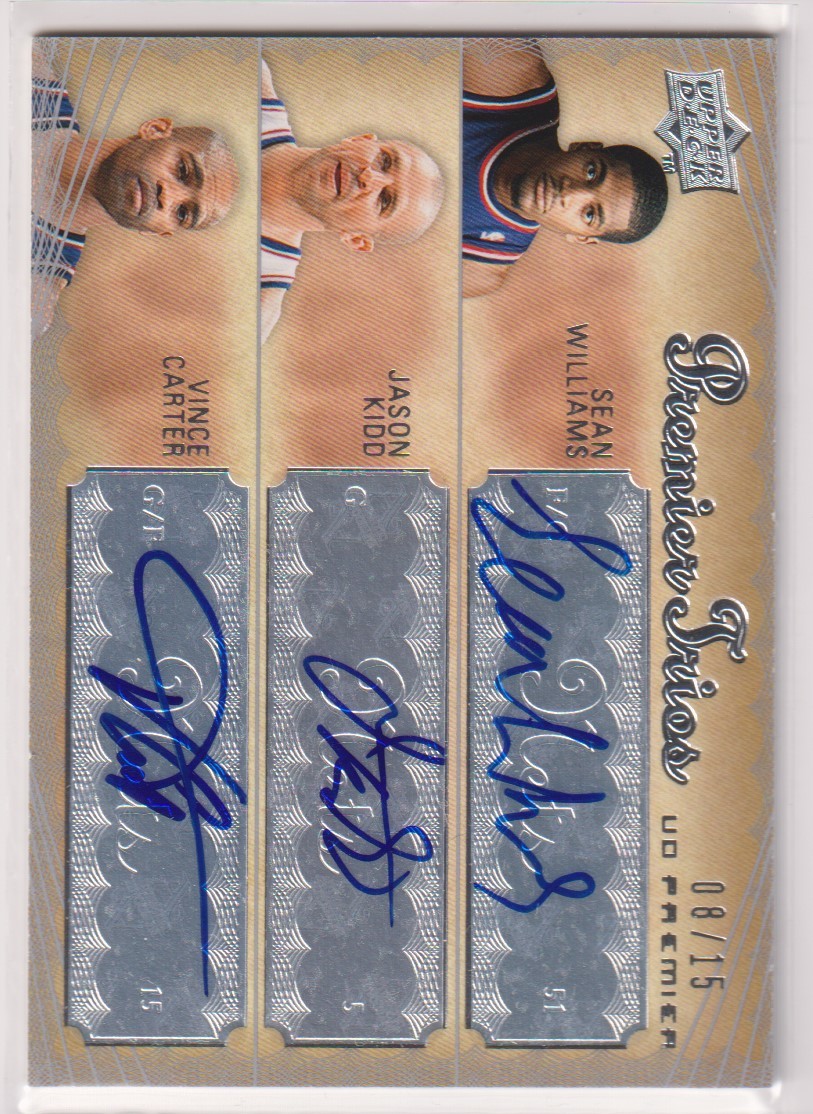 NBA VINCE CARTER JASON KIDD AUTO 2007-08 UD PREMIER TRIOS AUTOGRAPH BASKETBALL /15 枚限定 ビンス・カーター Ｊ・キッド 直筆 サイン_画像1