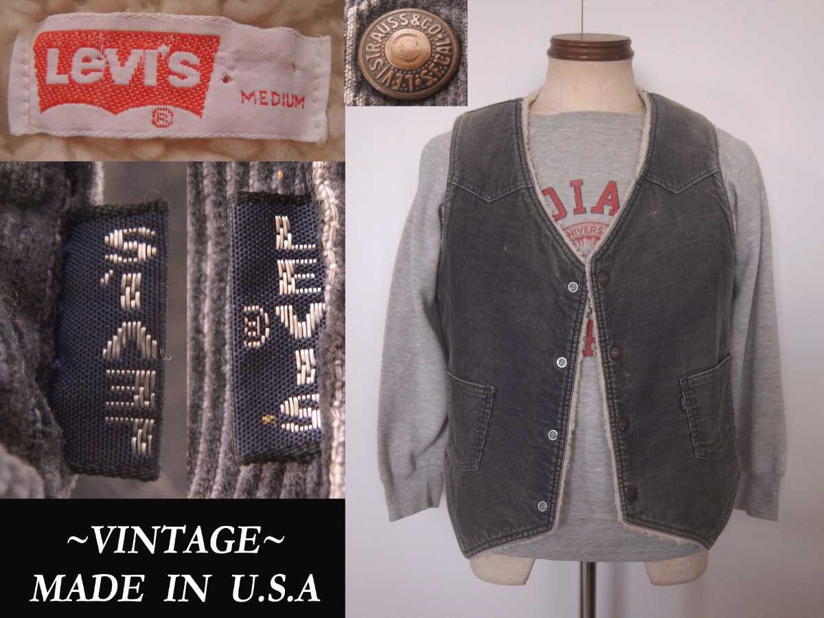 60s 70s ビンテージ LEVIS ビッグE リーバイス USA アメリカ製 BOA コーデュロイ ベスト VINTAGE ウエアハウス RRL マッコイズ model_画像1