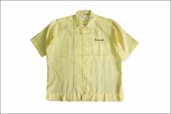 M】 60's King Louie キングルイ 半袖 ボウリングシャツ USA製 黄色