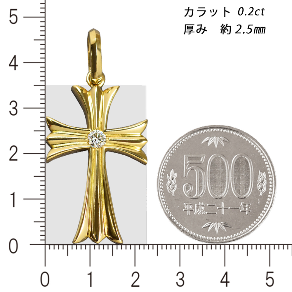 K18 1Pクロスライト35 三角バチカン イエローゴールド ペンダントトップ ダイヤモンド 鑑定書付 0.2ct G SI2 GOOD以上 メンズ ori24_画像4