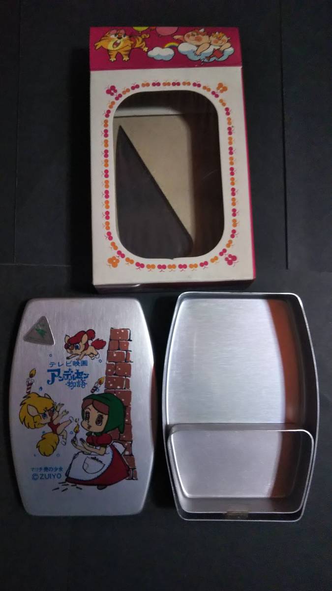  Showa Retro that time thing Andersen monogatari Match sale. young lady aluminium lunch box unused small *zko candy 