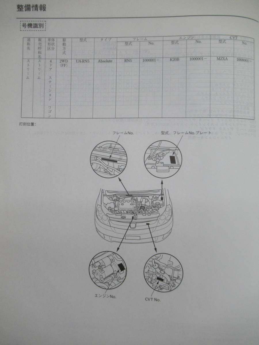 M6☆ HONDA ホンダ STREAM ストリーム サービスマニュアル 構造・整備編 2003-12 UA-RN5型 1000001～ 220122_画像8
