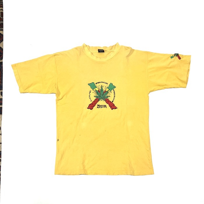【送料無料】レア 90s MARIJUANA 刺繍 Tシャツ vintage 古着 ラスタ オールドスクール オールドスケート
