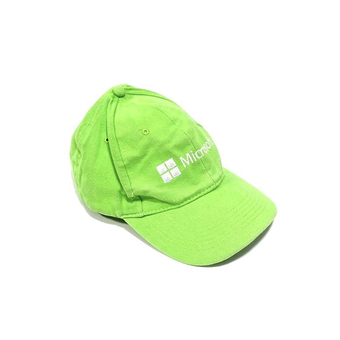 【送料無料】レアカラー 00s Microsoft CAP キャップ vintage 古着 IT企業物 ライムグリーン マイクロソフト_画像3