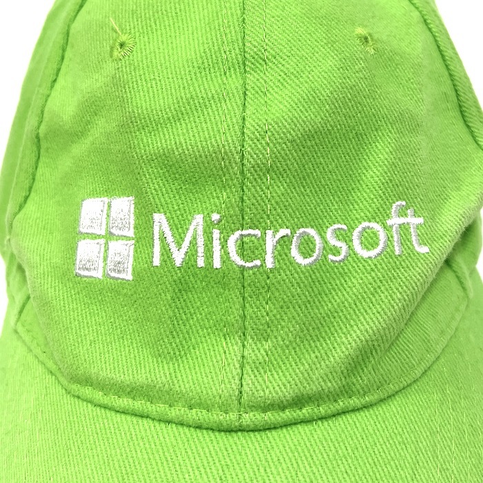 【送料無料】レアカラー 00s Microsoft CAP キャップ vintage 古着 IT企業物 ライムグリーン マイクロソフト_画像7