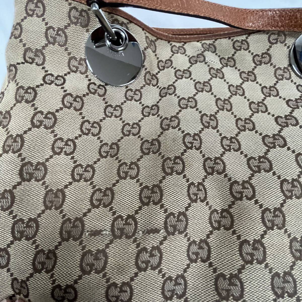 GUCCI グッチ ディアマンテ レザー トートバッグ ポーチ ベージュ 特売