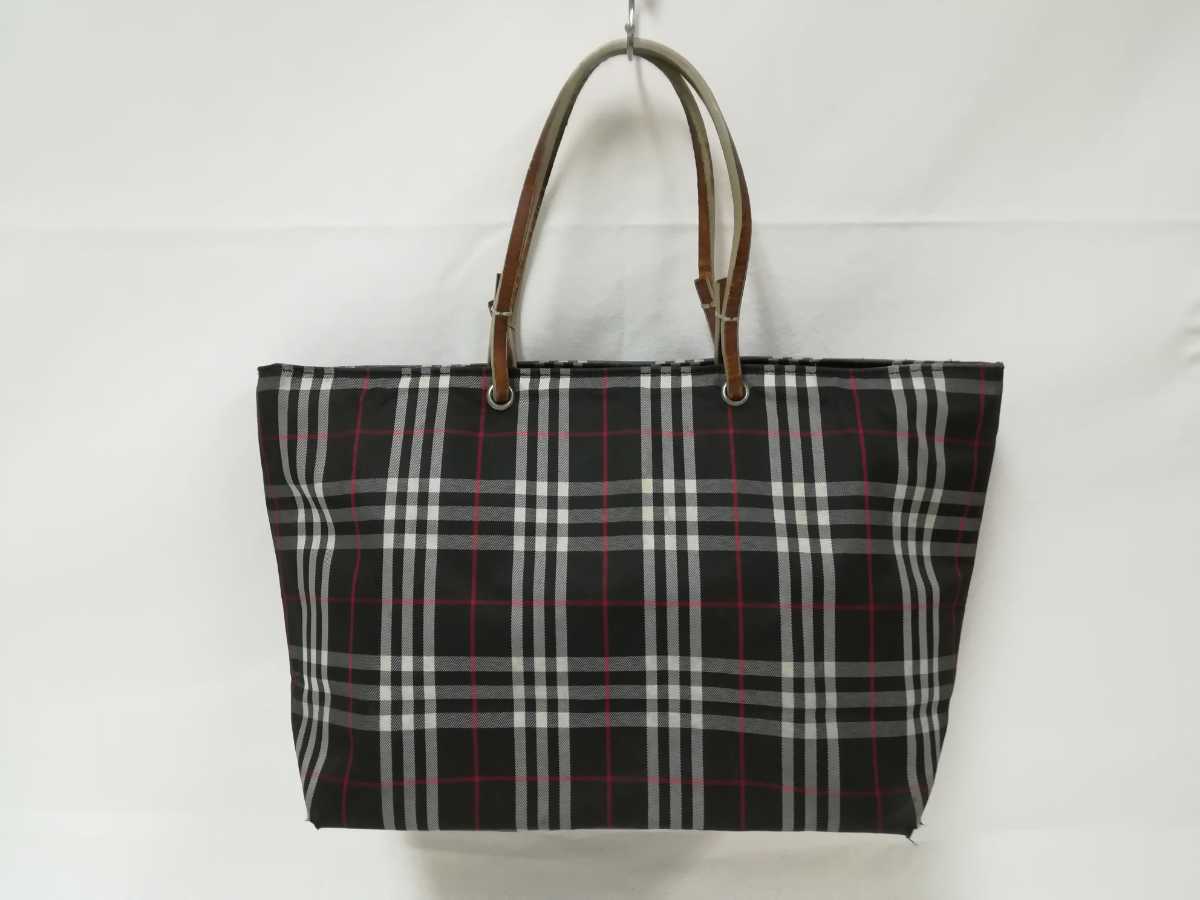 BURBERRY バーバリー トートバッグ チェック柄 ダークネイビー バッグ 115_画像1