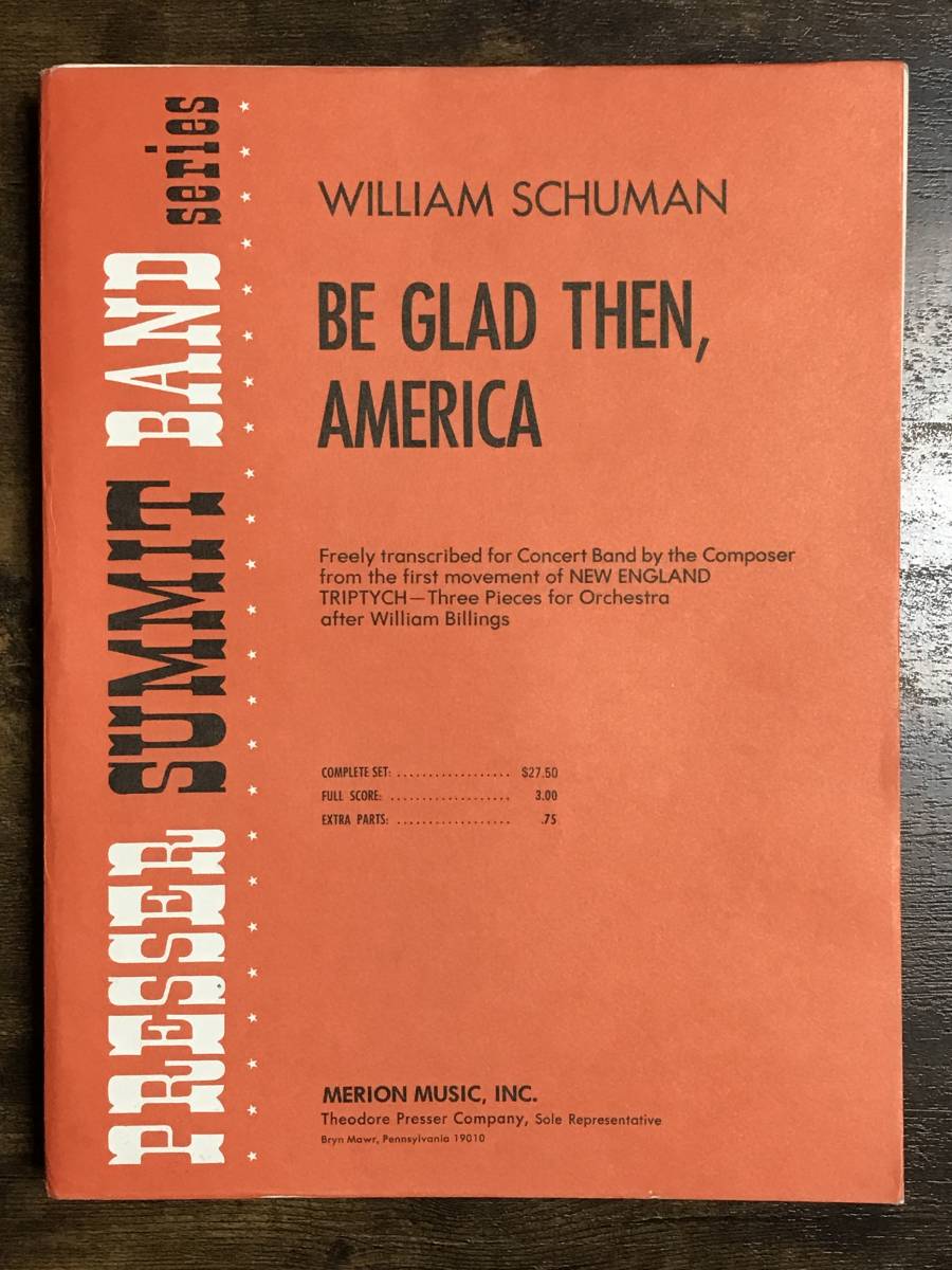 送料無料/吹奏楽楽譜/ウィリアム・シューマン：喜びあれ、アメリカ/試聴可/ニューイングランド三部作/スコア・パート譜セット