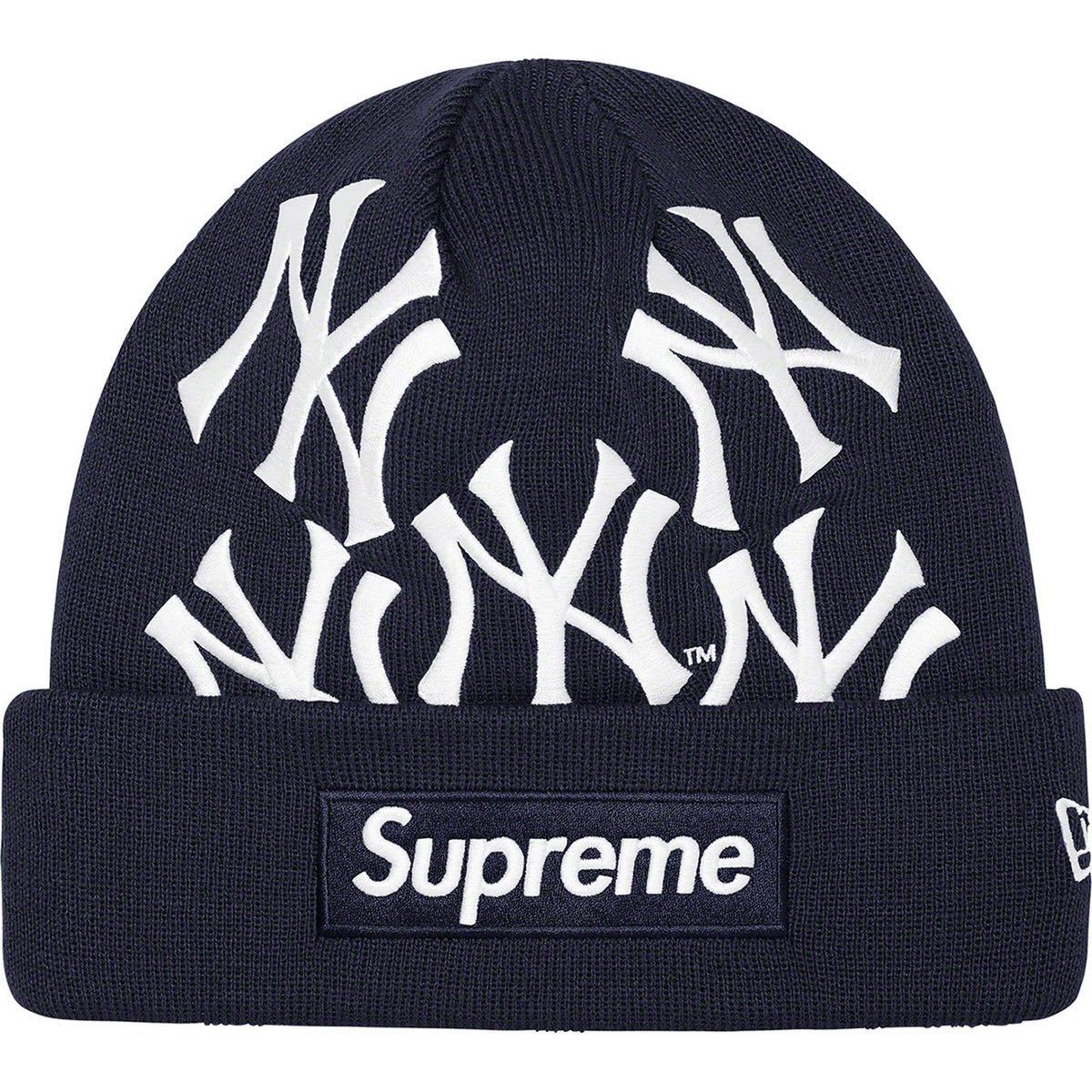 送料無料 ネイビー Supreme Yankees New Era Box Logo Beanie Navy